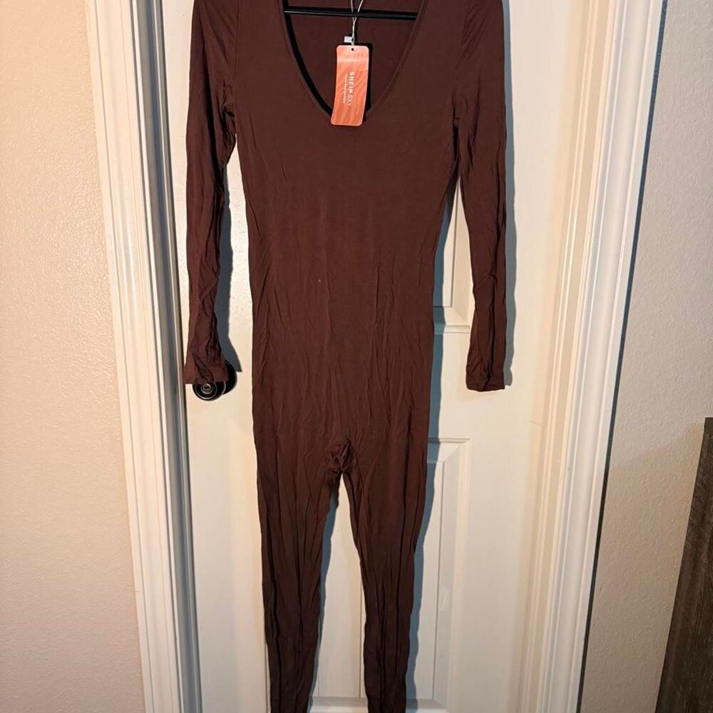 Shein Women's Brown and Burgundy Jumpsuit